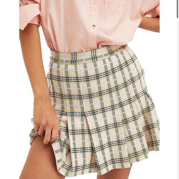 Free People Honey Pleated Skirt In Retro Sunshine - Picture 2 of 6